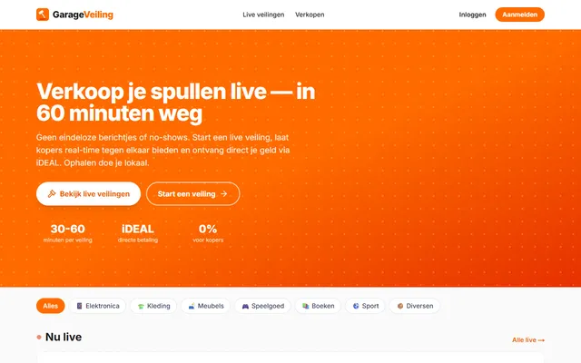 Schermafbeelding van GarageVeiling op garageveiling.nl